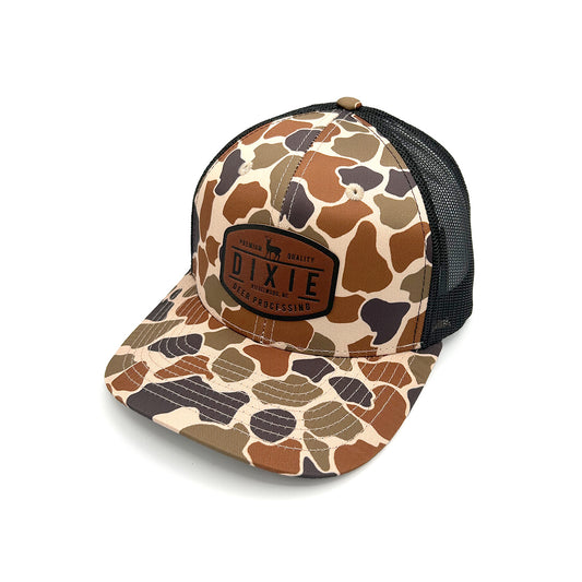 Dixie Deer Processing Duck Camo Hat - Leather